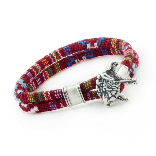 Terrapin Station Sterling Silver Deep Scarlet Red Cloth Rope Bracelet