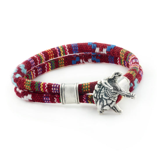 Terrapin Station Sterling Silver Deep Scarlet Red Cloth Rope Bracelet