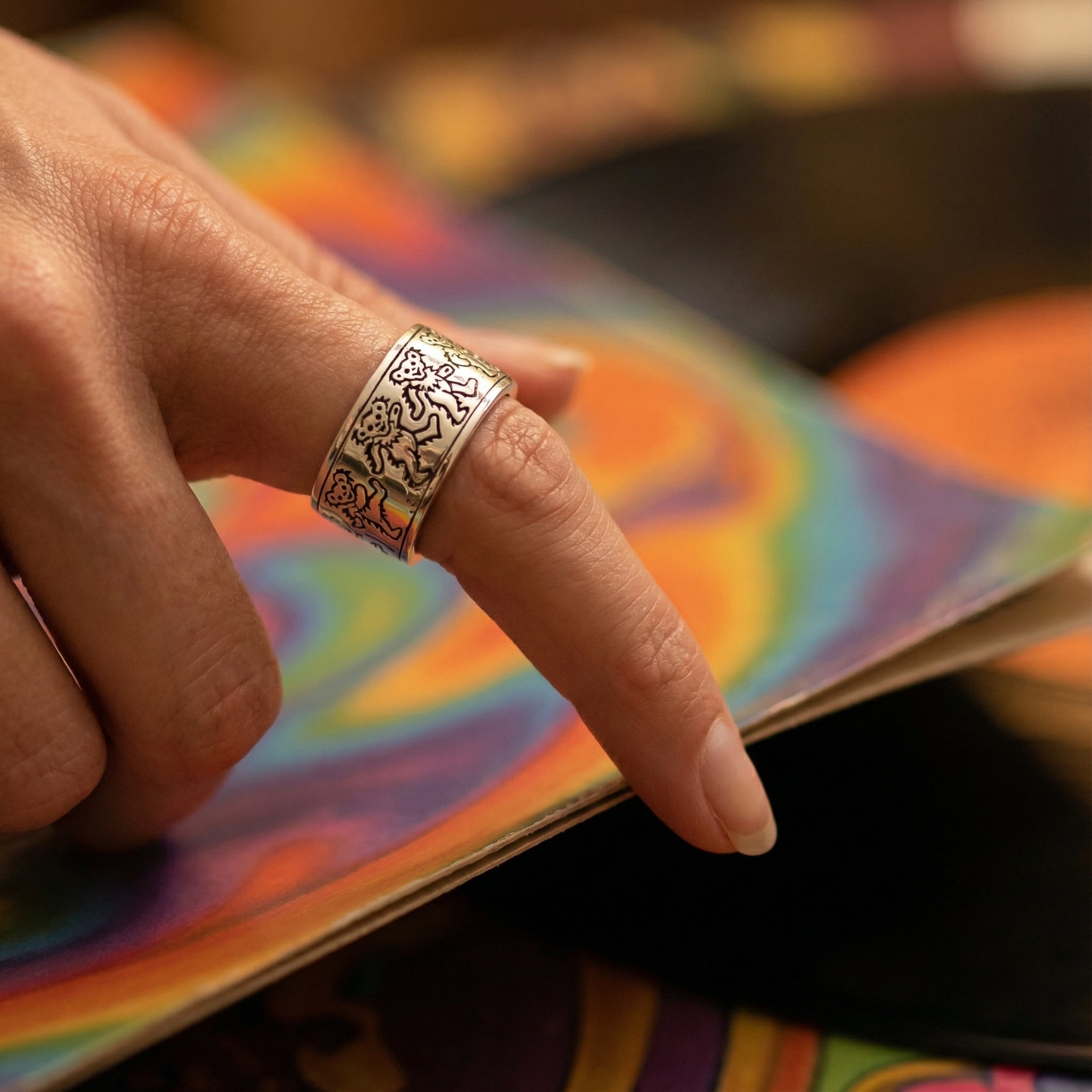 Grateful Dead Dancing Bear Spin Ring | Sterling Silver Ring