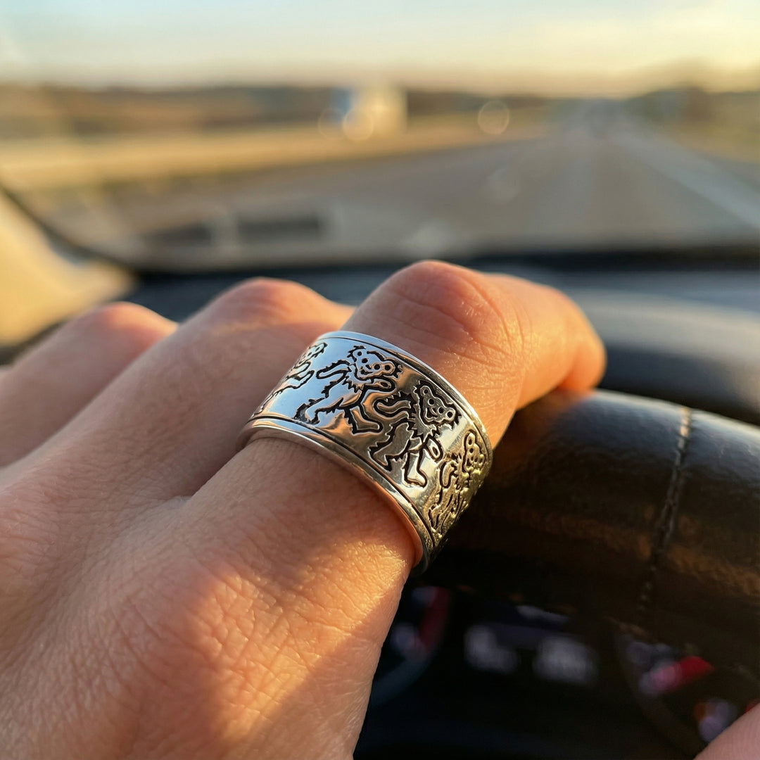 Grateful Dead Dancing Bear Sterling Silver Spinner Ring