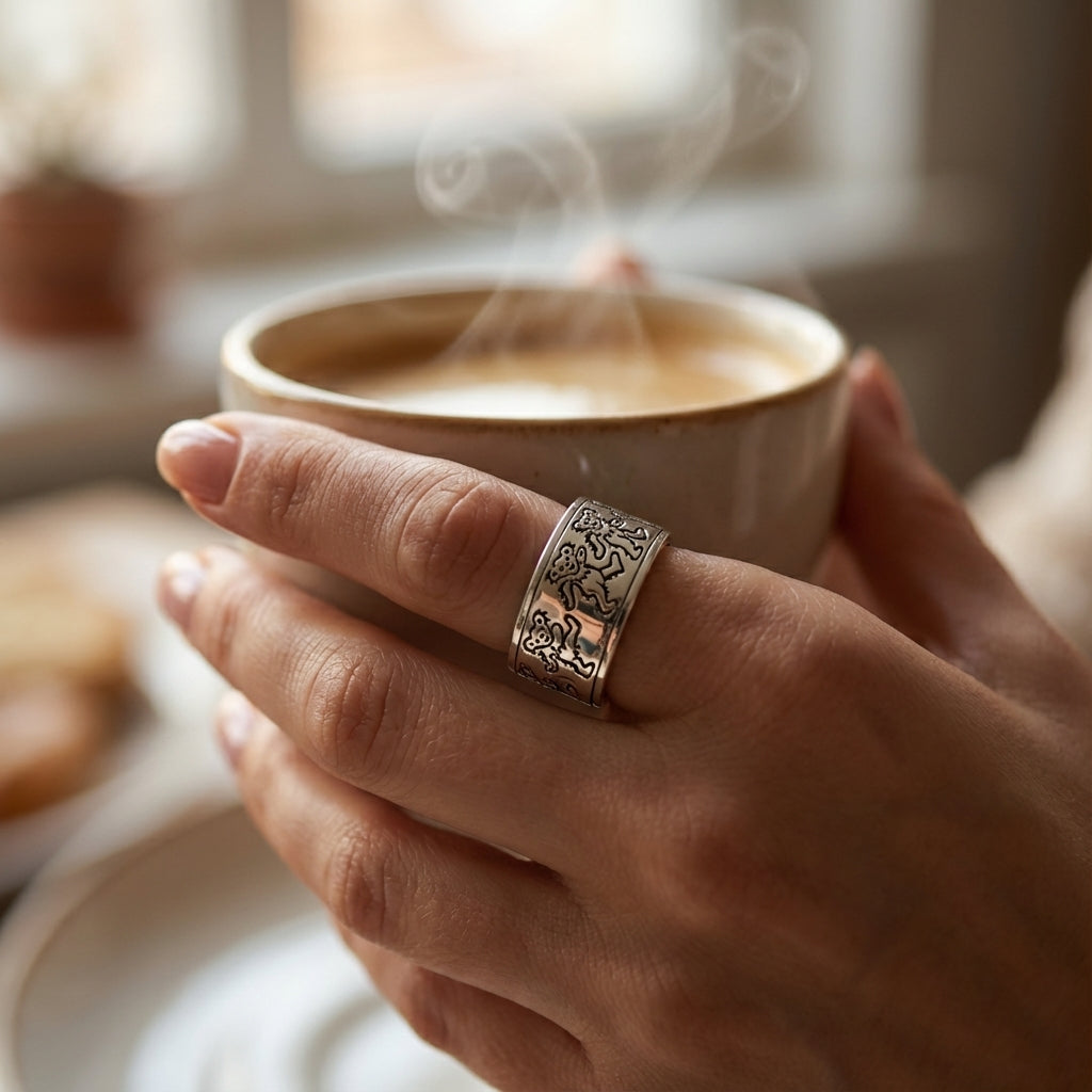 Designs by Monica DbM Kensington Spinner 925 シルバー 変形バンド リング 銀 指輪 装飾美 デイリー カジュアル Y27-P Grateful Dead Dancing Bear Spin Ring | Sterling Silver Ring
