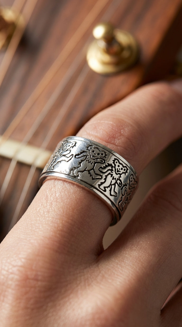 Grateful Dead Dancing Bear Sterling Silver Spinner Ring