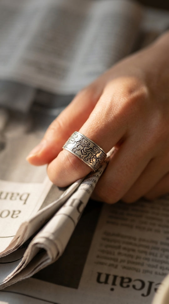Grateful Dead Dancing Bear Sterling Silver Spinner Ring