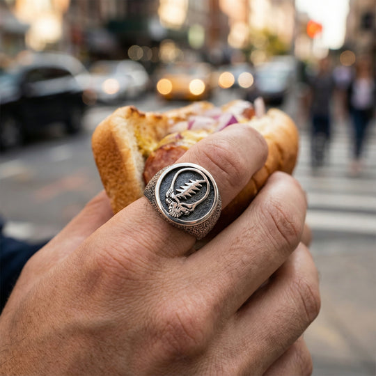 Steal Your Face Sterling Silver Signet Ring