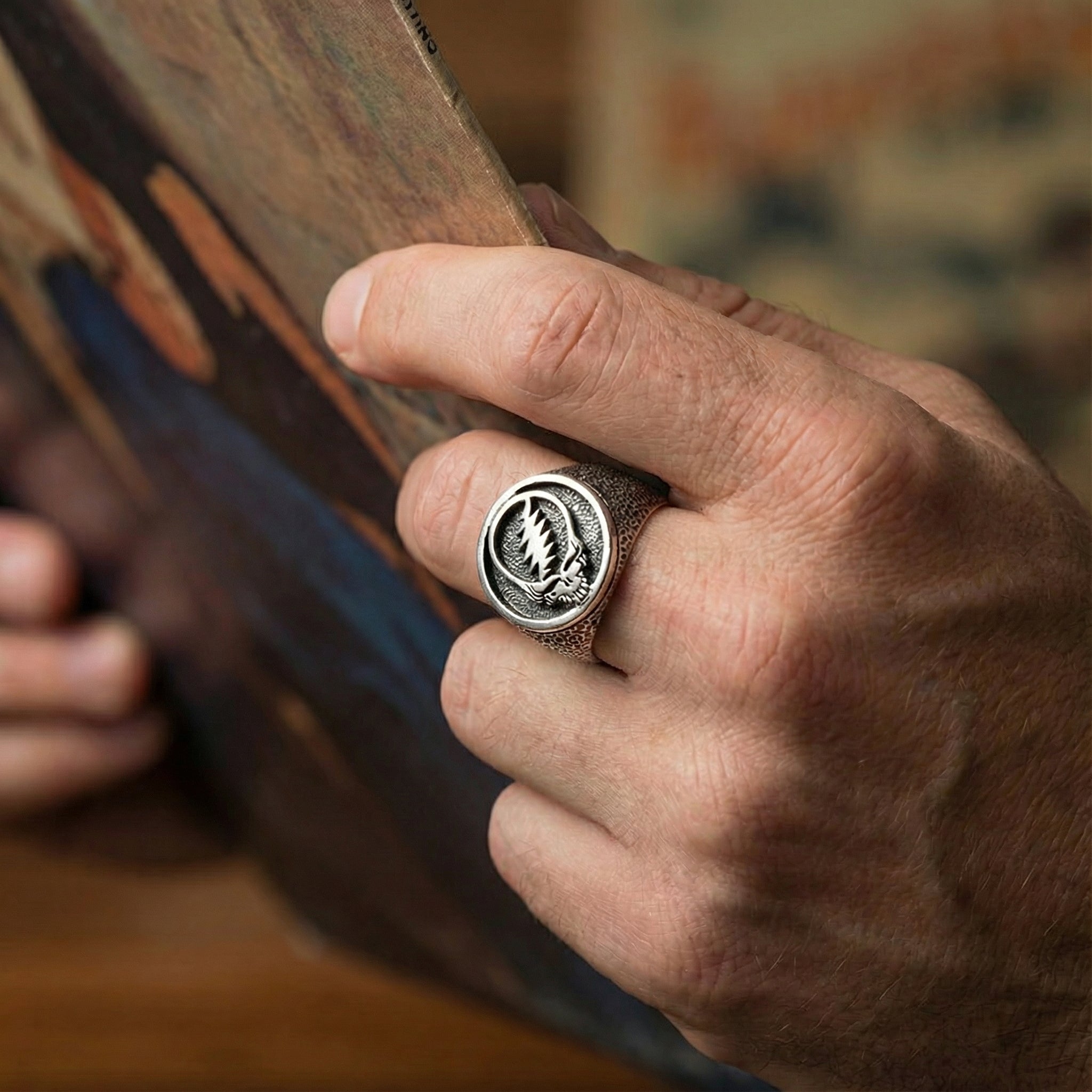 Steal Your Face Signet Sterling Silver Ring | Cynthia Gale New York