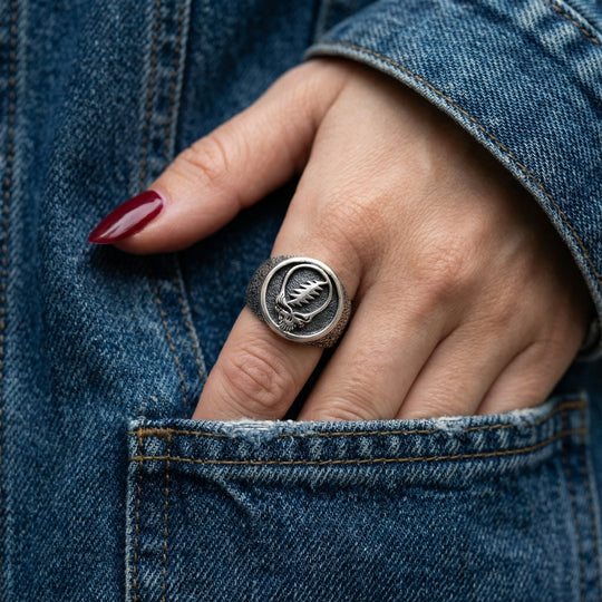 Steal Your Face Sterling Silver Signet Ring