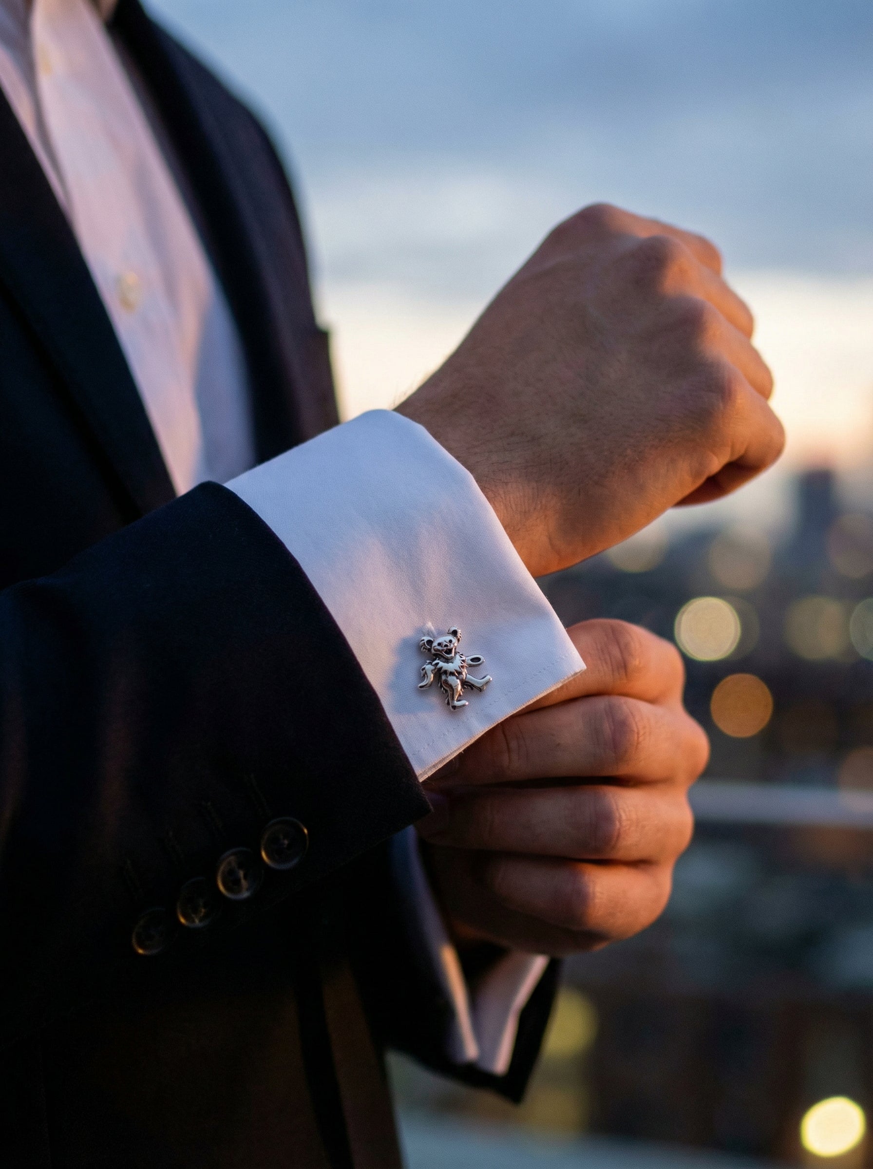 Dancing Bear Cufflinks – Grateful Dead Sterling Silver – Cynthia