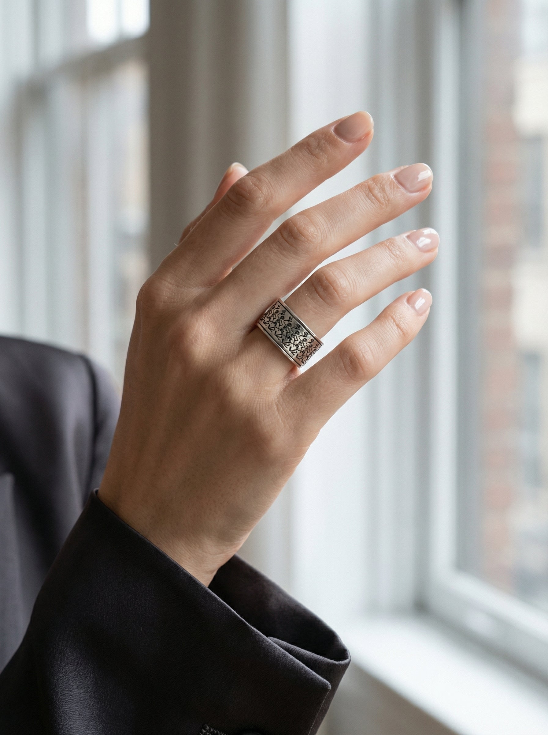 Dancing Skeletons Sterling Silver Spinner Ring