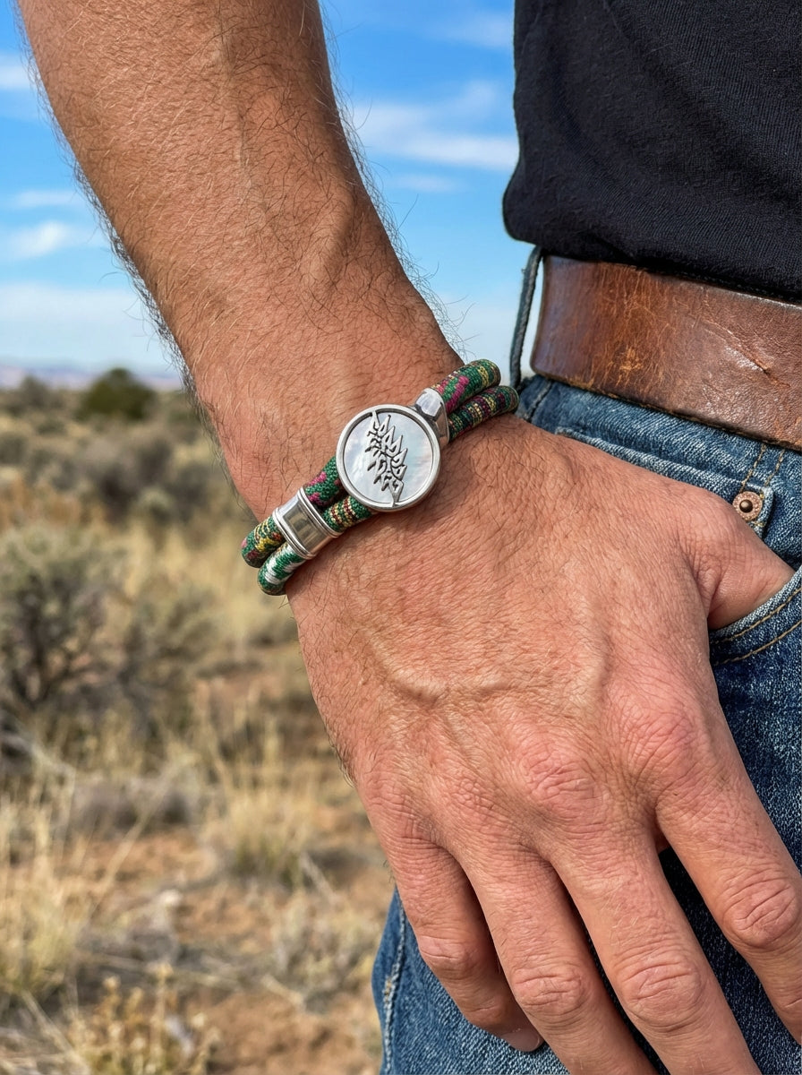 13-Point Lightning Bolt Sterling Silver Emerald Road Cloth Rope Bracelet – Limited Edition