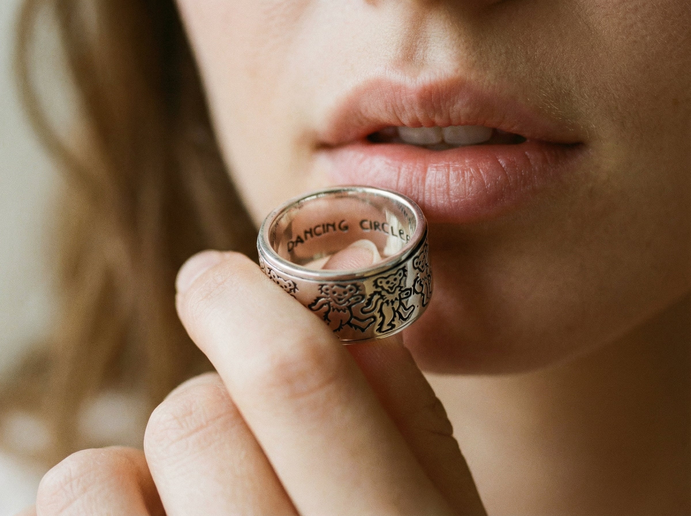 Grateful Dead Dancing Bear Sterling Silver Spinner Ring