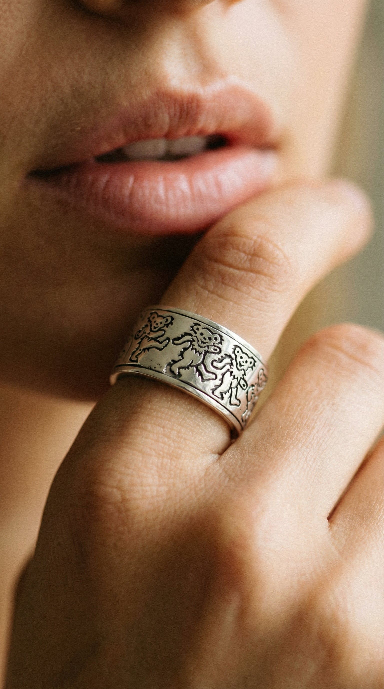 Grateful Dead Dancing Bear Sterling Silver Spinner Ring