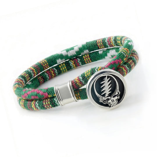 Steal Your Face Sterling Silver Emerald Road Cloth Rope Bracelet – Limited Edition