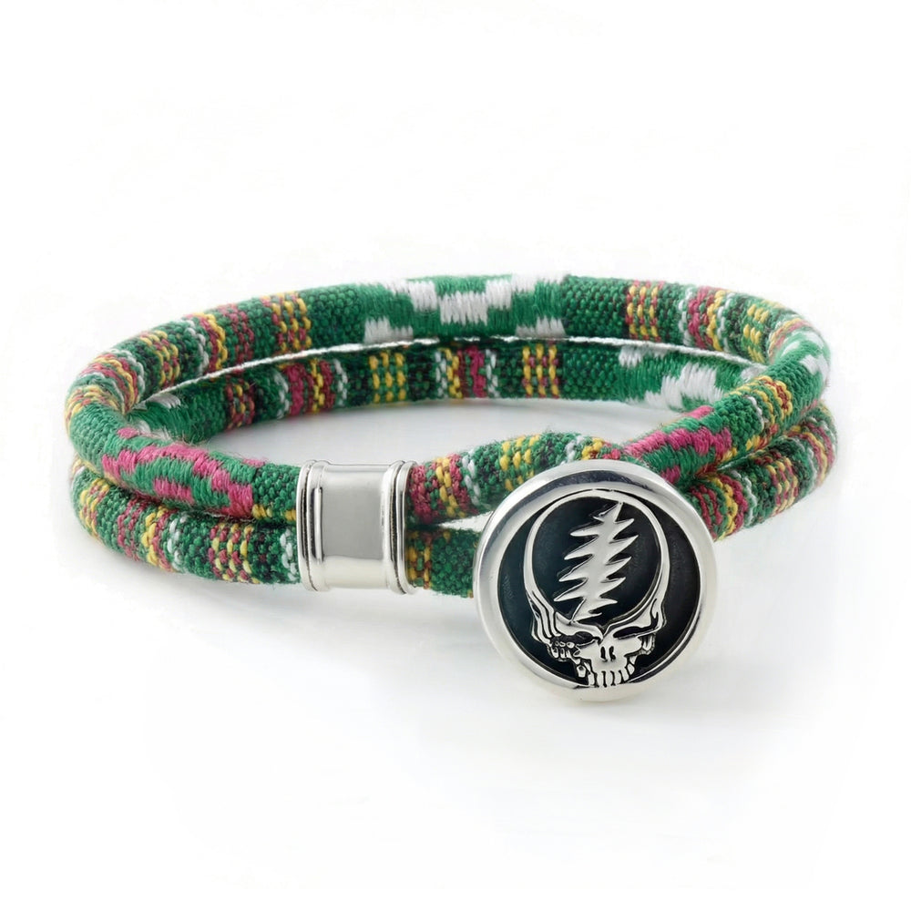 Steal Your Face Sterling Silver Emerald Road Cloth Rope Bracelet – Limited Edition
