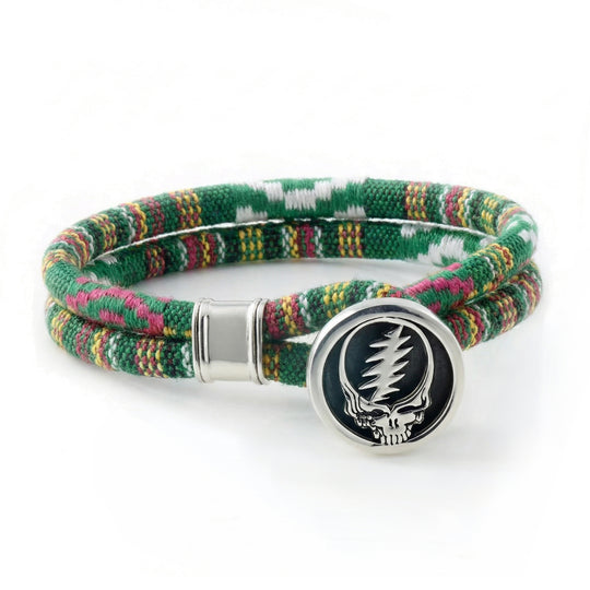 Steal Your Face Sterling Silver Emerald Road Cloth Rope Bracelet – Limited Edition