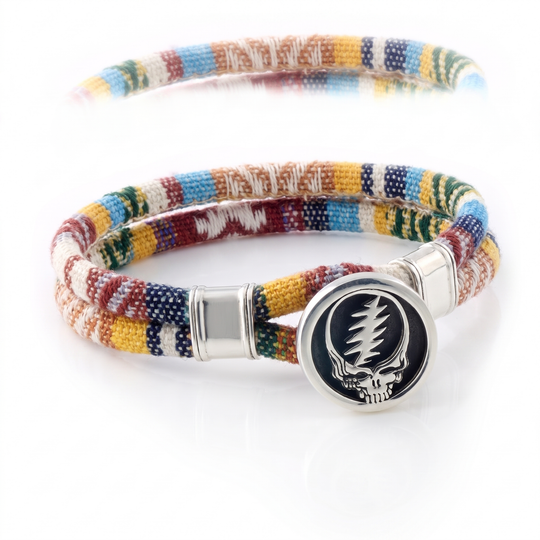 Steal Your Face sterling silver Harvest Dance woven cloth rope bracelet — alternate view
