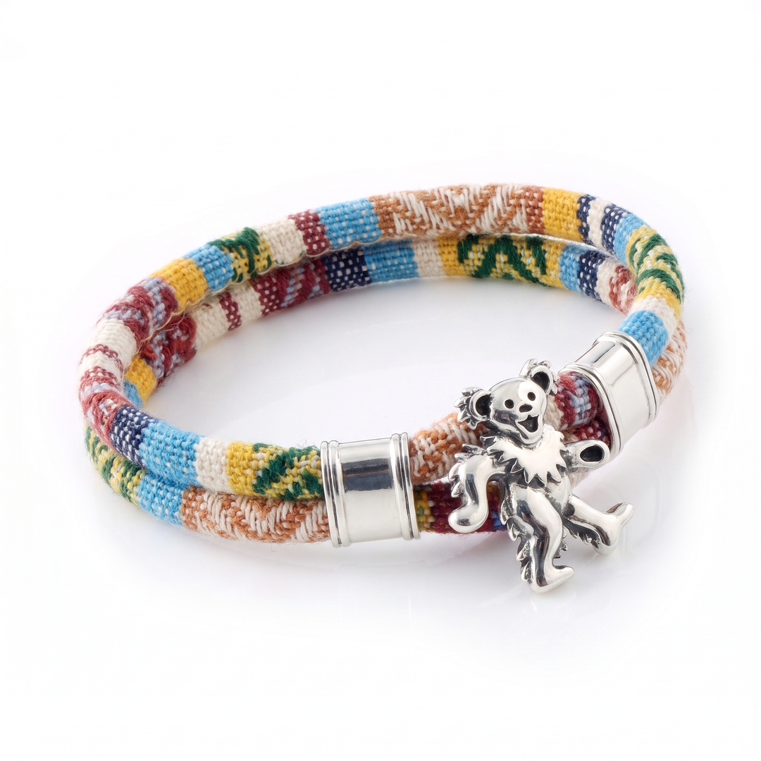 Dancing Bear sterling silver Harvest Dance woven cloth rope bracelet