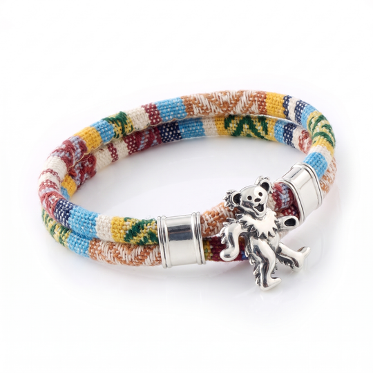 Dancing Bear sterling silver Harvest Dance woven cloth rope bracelet