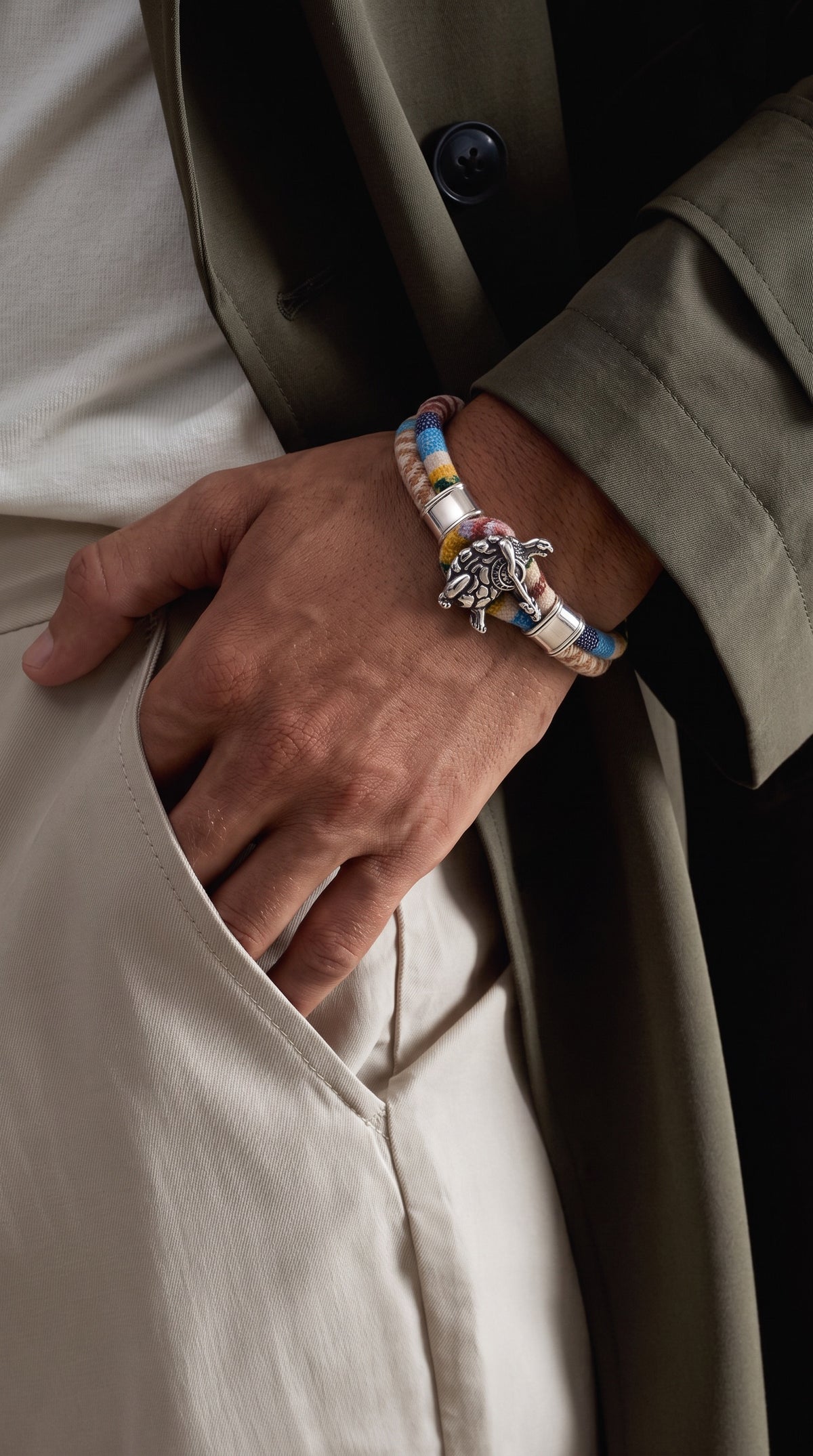 Terrapin Sterling Silver Harvest Dance Woven Cloth Rope Bracelet