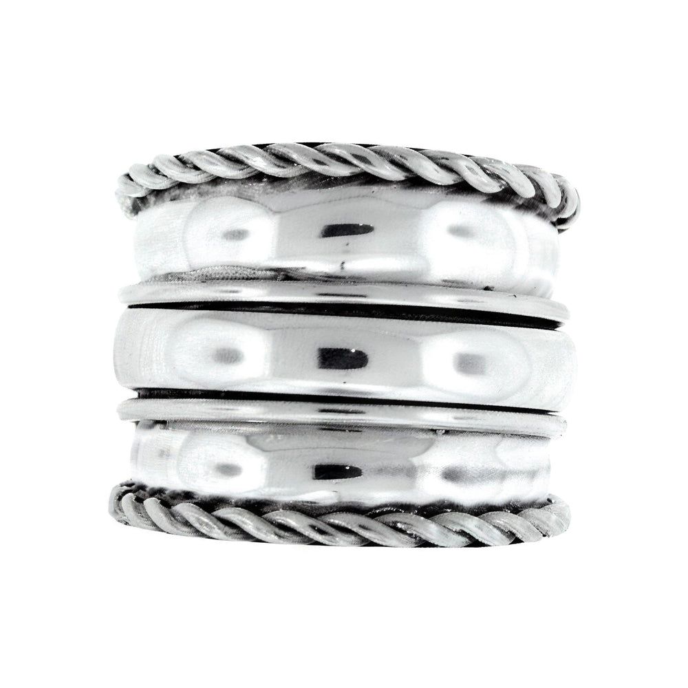 Nusantara Flores sterling silver spinner ring, front view - Cynthia Gale New York