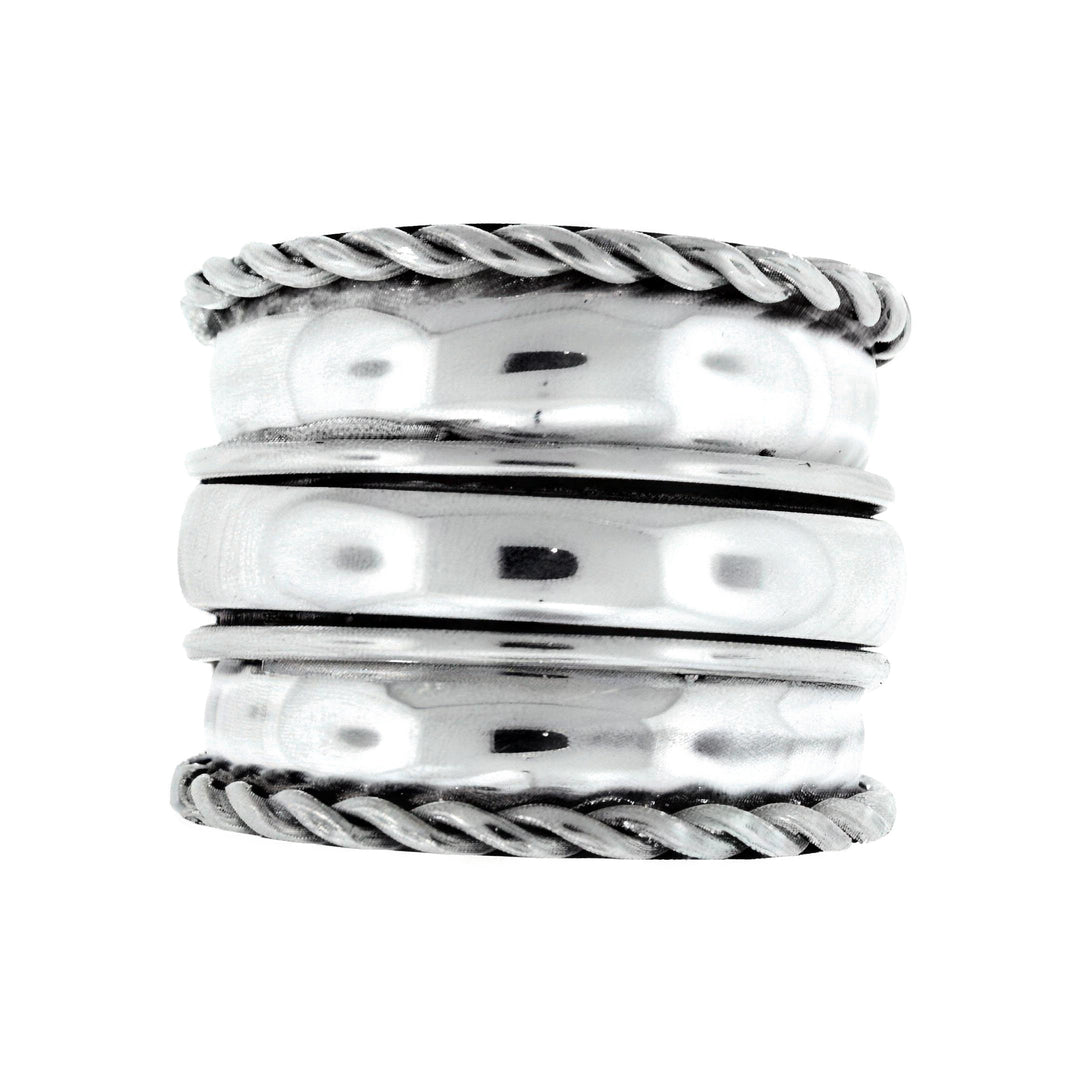 Nusantara Flores sterling silver spinner ring, front view - Cynthia Gale New York
