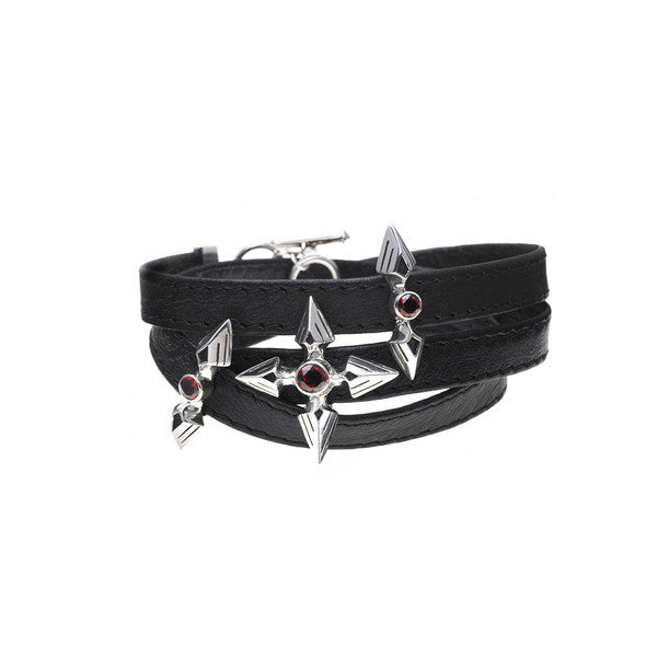 Rebel Punk Triple Wrap Leather Sterling Silver Bracelet - Cynthia Gale New York Jewelry
