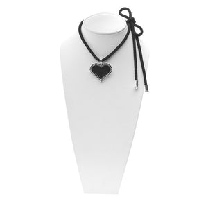 Rebel Punk Leather Heart Sterling Silver Necklace - Cynthia Gale New York Jewelry