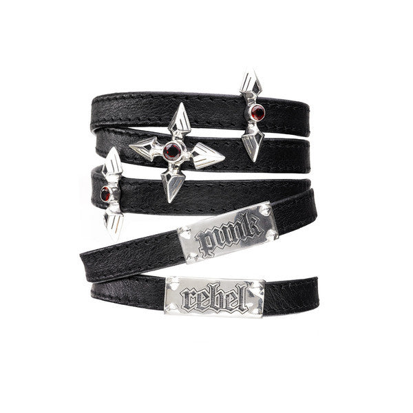 Rebel Punk Triple Wrap Leather Sterling Silver Bracelet - Cynthia Gale New York Jewelry