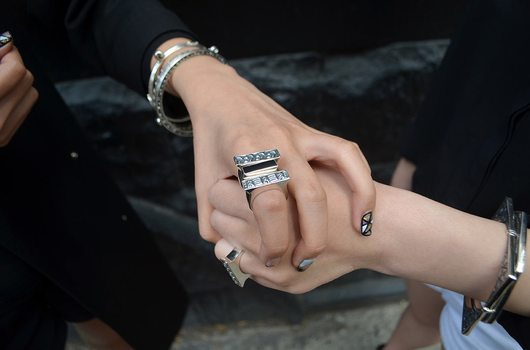 Wiener Werkstatte Pinwheel Stack Ring - Cynthia Gale New York Jewelry