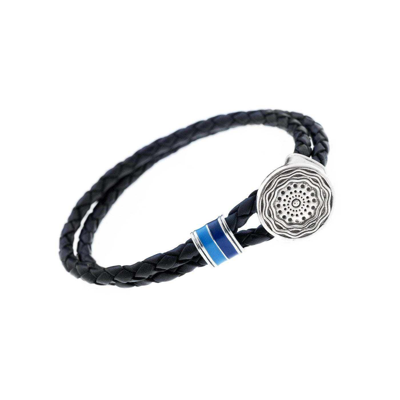 Smooth Seas Don't Make Skillful Sailors Sterling Silver & Enamel Leather Bracelet - Cynthia Gale New York Jewelry