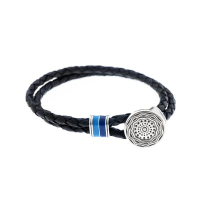 Smooth Seas Don't Make Skillful Sailors Sterling Silver & Enamel Leather Bracelet - Cynthia Gale New York Jewelry