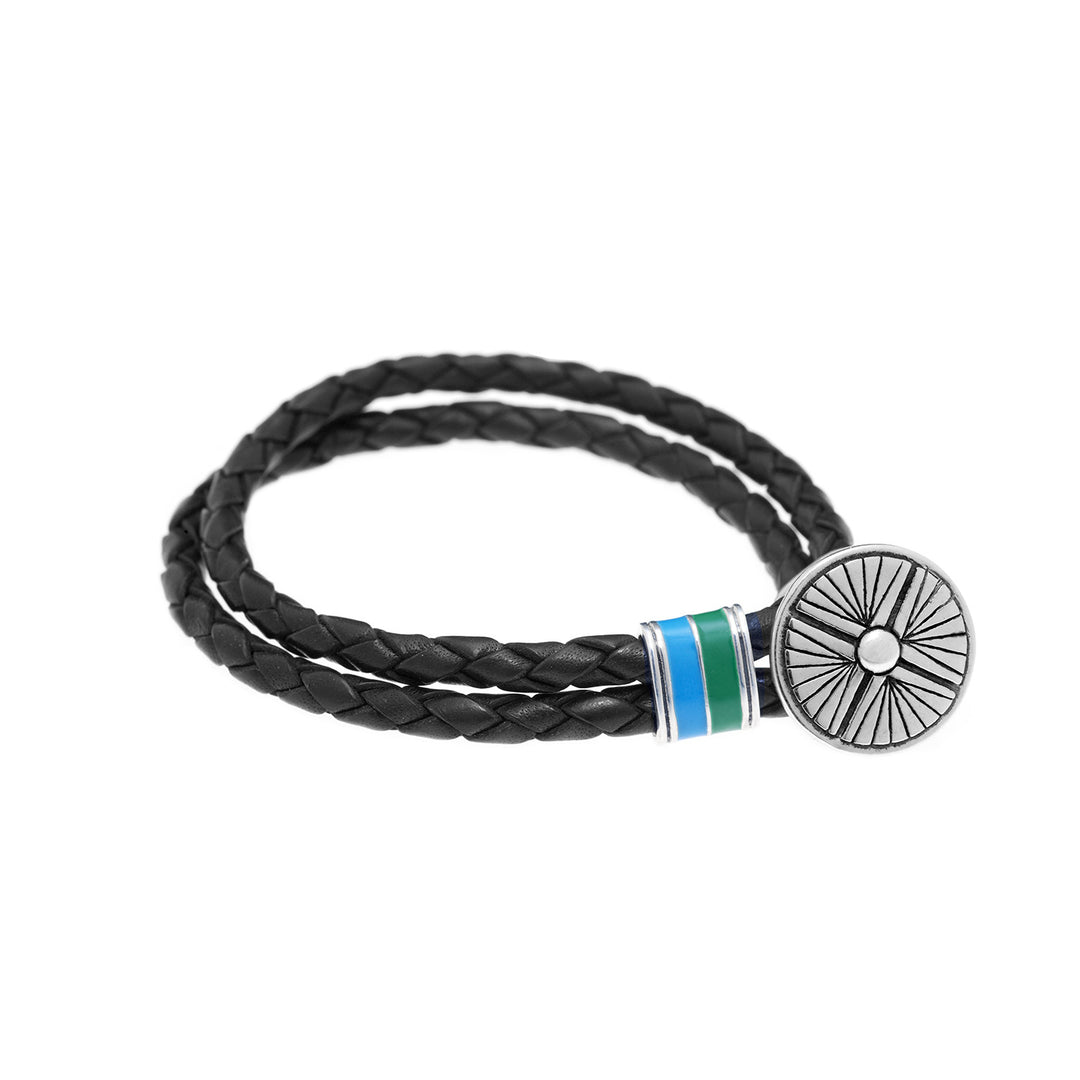 Gather Dust to Build a Mountain Sterling Silver & Enamel Leather Bracelet - Cynthia Gale New York Jewelry