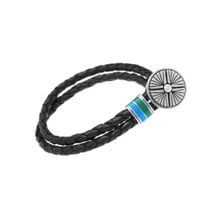 Gather Dust to Build a Mountain Sterling Silver & Enamel Leather Bracelet - Cynthia Gale New York Jewelry