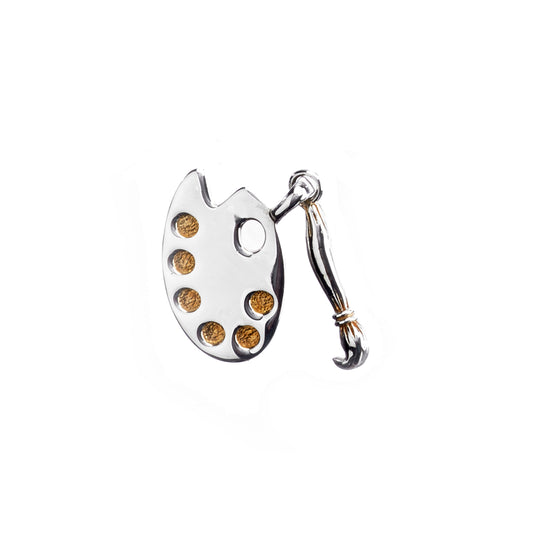 Artiste Brush And Easel Sterling Silver Gold Charm