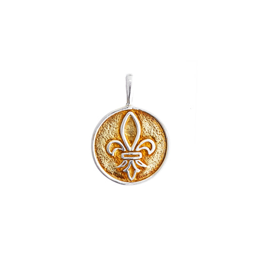 Vive La France Fleur-De-Lis Sterling Silver Gold Charm