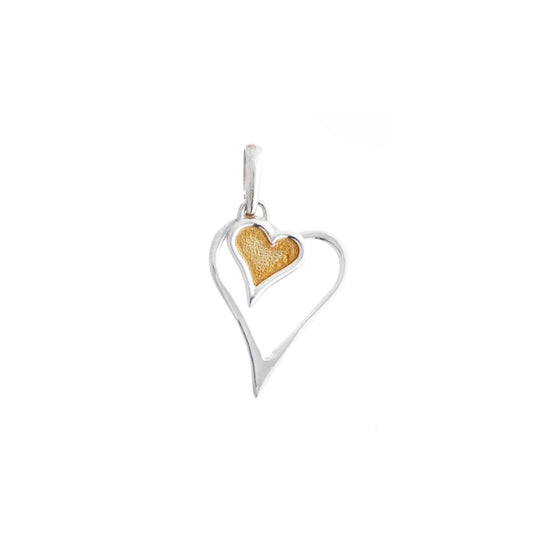 My Heart Within Your Heart Sterling Silver Gold Charm