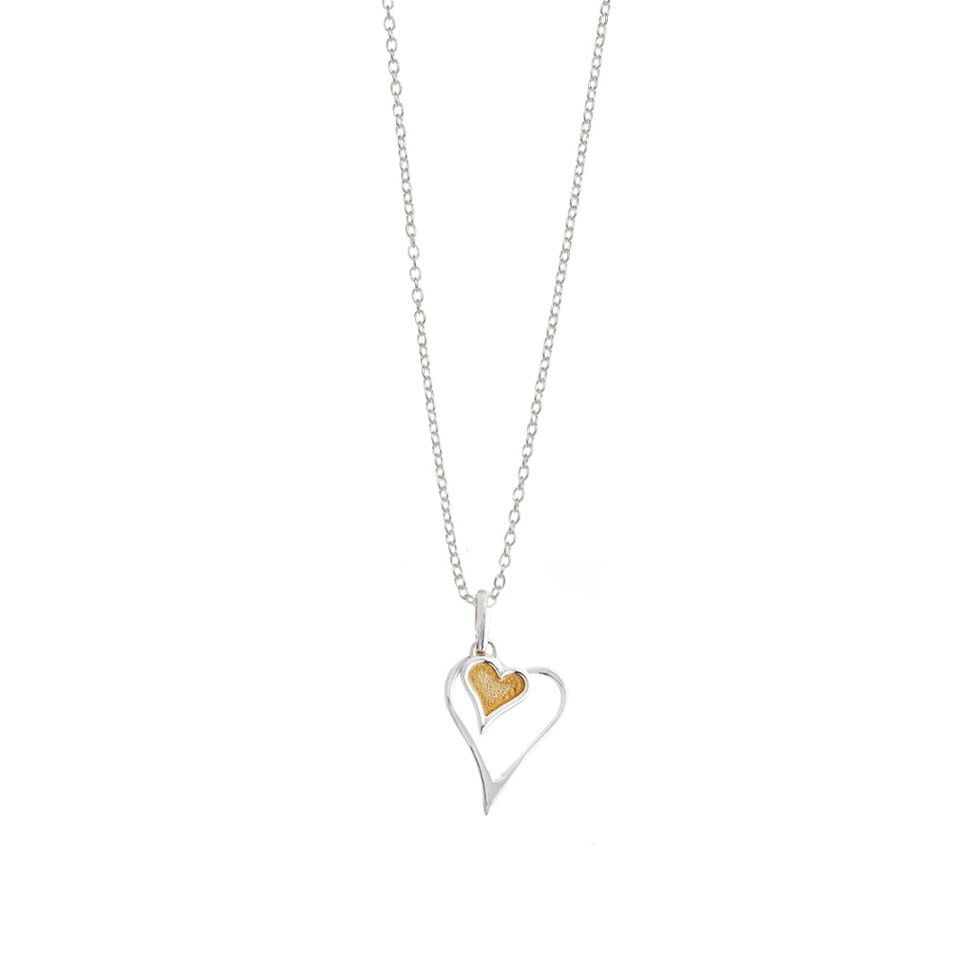 My Heart Within Your Heart Sterling Silver Gold Charm