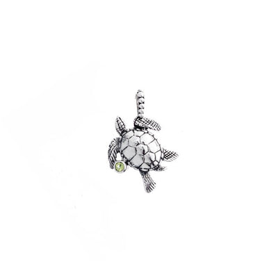 Sea Turtle Sterling Silver And Peridot Charm