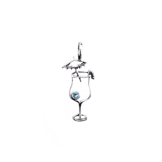 I'll Have A Daiquiri Sterling Silver Blue Topaz Charm