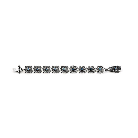 Dharmachakra Noble Truth Sterling Silver & Blue Topaz Bracelet - Cynthia Gale New York - 3