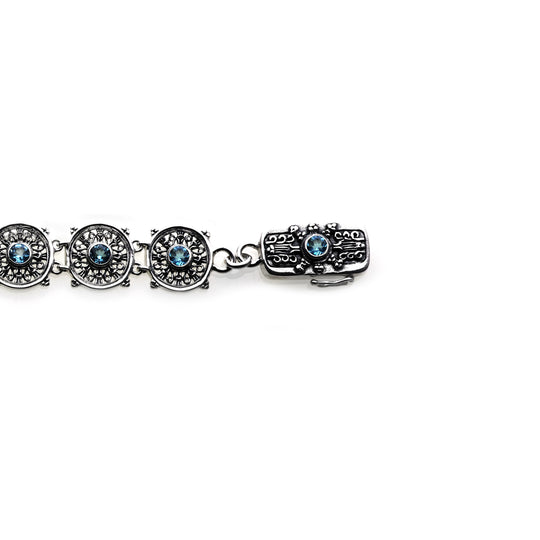 Dharmachakra Noble Truth Sterling Silver & Blue Topaz Bracelet - Cynthia Gale New York - 4