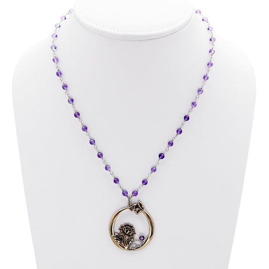 William Morris Hyacinth Amethyst, Bronze And Sterling Silver Necklace - Cynthia Gale New York Jewelry