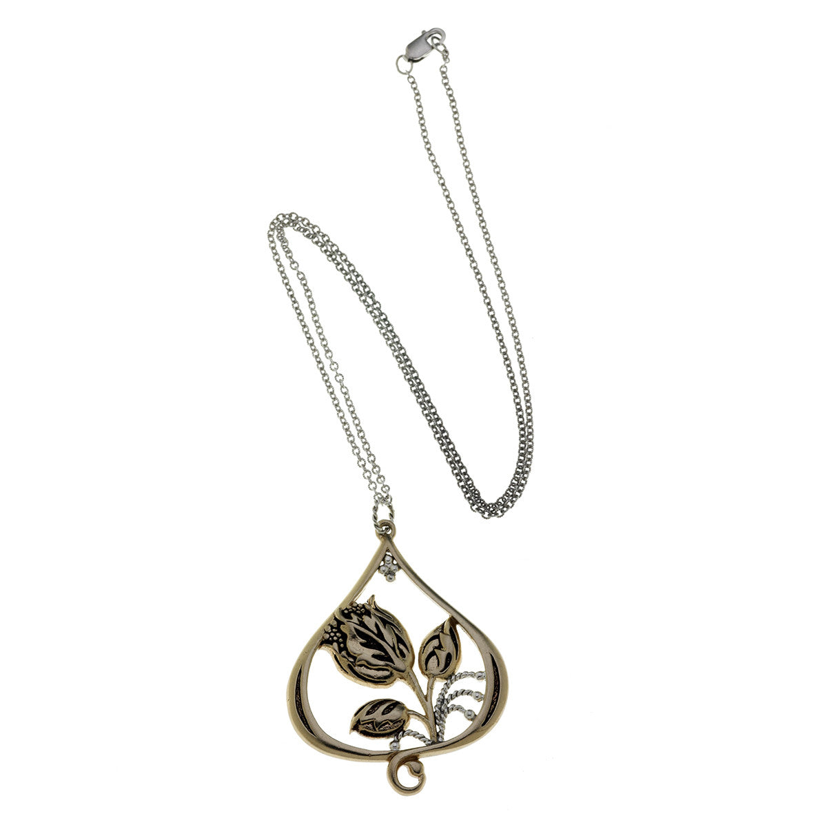 William Morris Hyacinth Teardrop Bronze And Sterling Silver Necklace - Cynthia Gale New York Jewelry