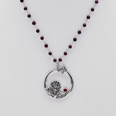 William Morris Hyacinth Sterling Silver Garnet Necklace - Cynthia Gale New York Jewelry