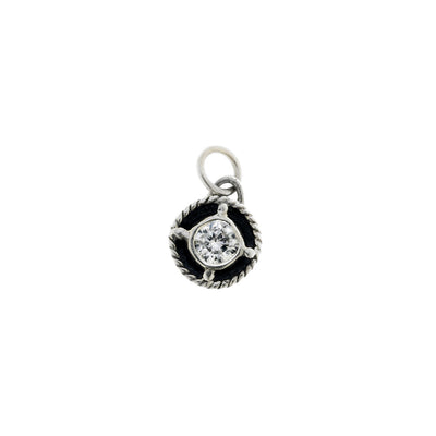 Kamon Sterling Silver And White Topaz April Charm - Cynthia Gale New York Jewelry