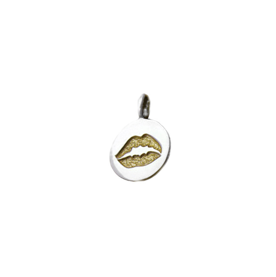 Kiss Kiss Golden Lips Sterling Silver Gold Charm - Cynthia Gale New York Jewelry