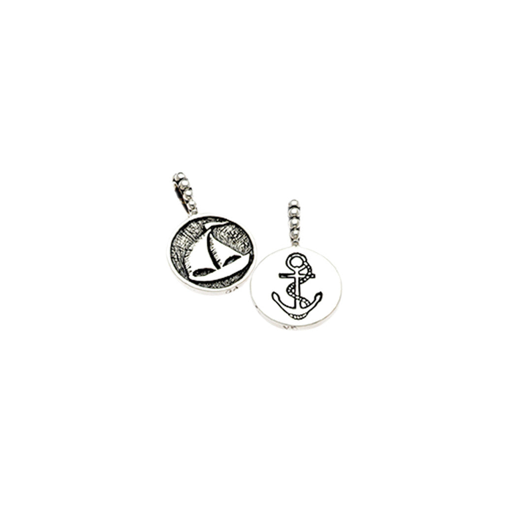 Come Sail Away Sailboat/Anchor Sterling Silver Charm - Cynthia Gale New York Jewelry