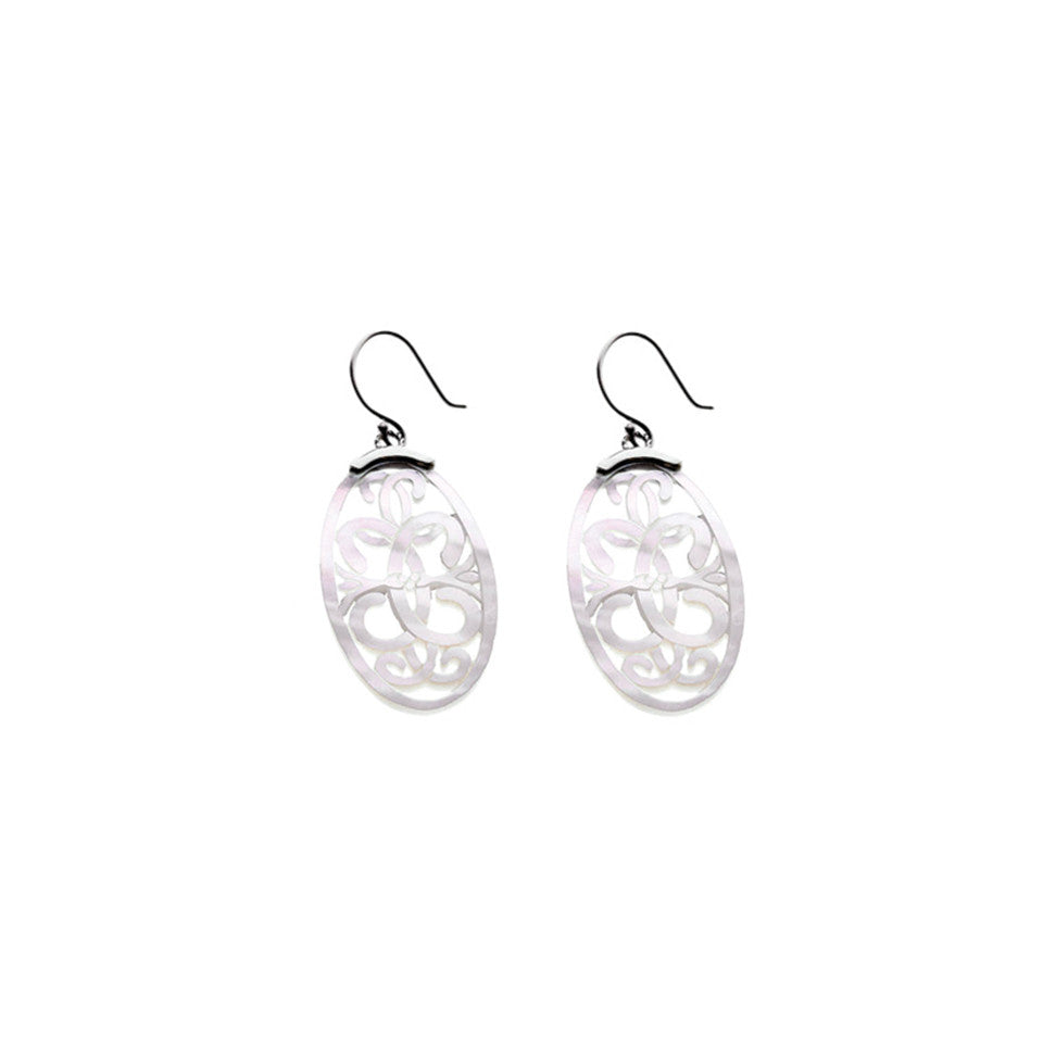 Love Letters Sterling Silver Mother Of Pearl Oval Drop Earring - Cynthia Gale New York - 1