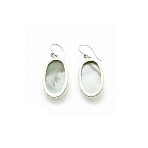 Love Letters Sterling Silver Mother Of Pearl Oval Drop Earring - Cynthia Gale New York - 1