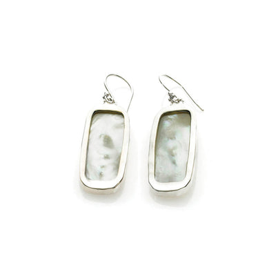 Love Letters Sterling Silver Mother Of Pearl Rectangle Earring - Cynthia Gale New York Jewelry