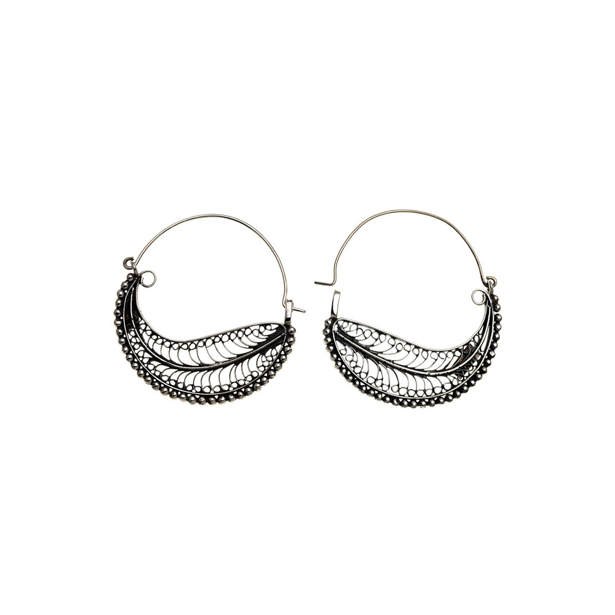 Chand Bali Small Feather Sterling Silver Hoop Earring - Cynthia Gale New York Jewelry